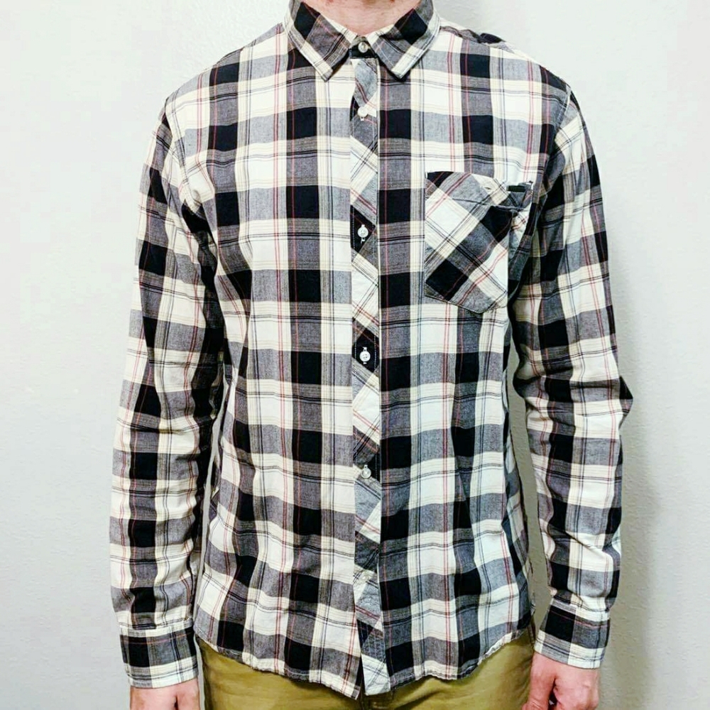 Billabong Red/White/Black Plaid Flannel Shirt